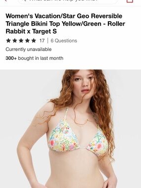 Roller Rabbit Green Floral Triangle Bikini Top